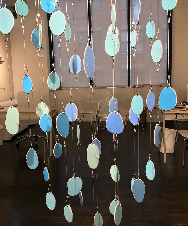Carolina Sardi, Sky Blue Mobile
Painted aluminum and stainless steel, 130 x 21 in.