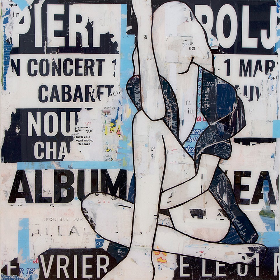 Jane Maxwell, Seated Girl Blue (Sold)
Collage, wax & resin on panel, 48 x 48 in.