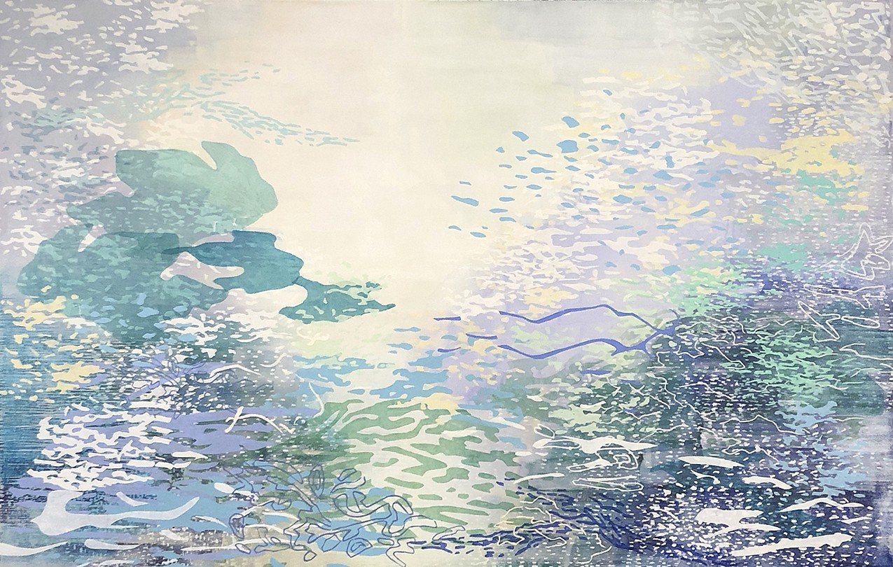 Laura Fayer, Season of Light
Acrylic & Japanese paper on canvas, 42 x 66 in.