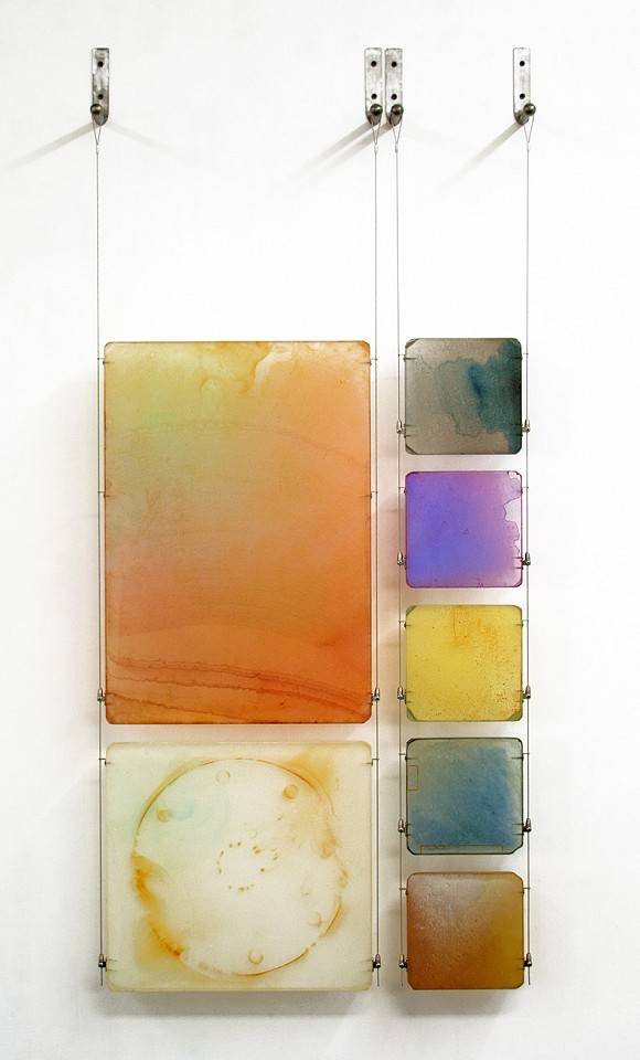 Carrie McGee, Firm Ground
Oxidized metal, acrylic & metal leaf on acrylic panel, 58 x 26 x 4 in.