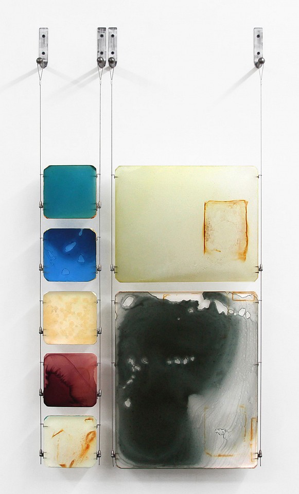 Carrie McGee, Power of Two - Blue (Sold)
Oxidized metal, acrylic & metal leaf on acrylic panel, 51 x 25 x 4 in.