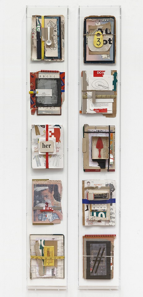 Jane Maxwell, Her Totem
Found objects & mixed media in plexi box, 60 1/2 x 9 x 2 1/2 in. each
