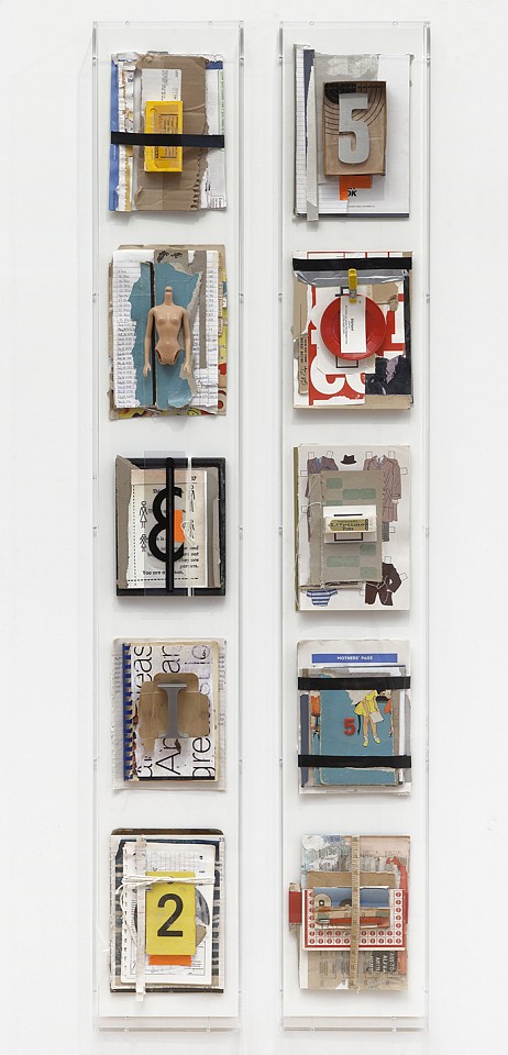 Jane Maxwell, Lifetime Totem
Found objects & mixed media in plexi box, 60 1/2 x 9 x 2 1/2 in. each
