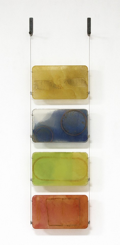 Carrie McGee, Fruit Moon
Oxidized metal, pigment & metal leaf on acrylic panel, 57 x 16 x 4 in.