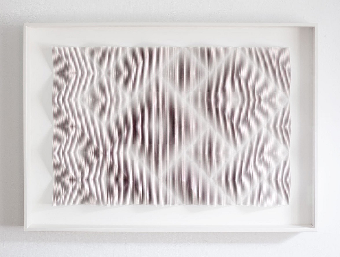 Anna Kruhelska, In Between 3
Hand-folded archival paper, 28 x 40", (art may be oriented horizontally or vertically) Framed with non-reflective glass