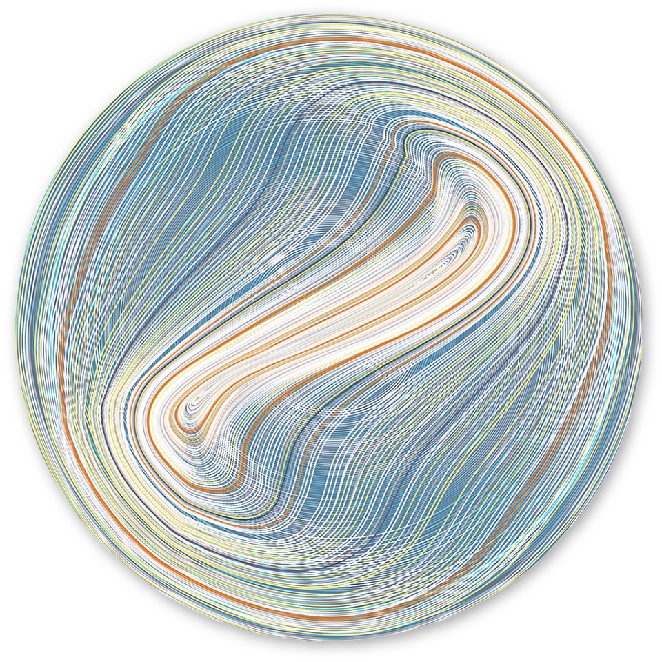 Henry Mandell, Noetic 241
UV polymer on aluminum, 42" round