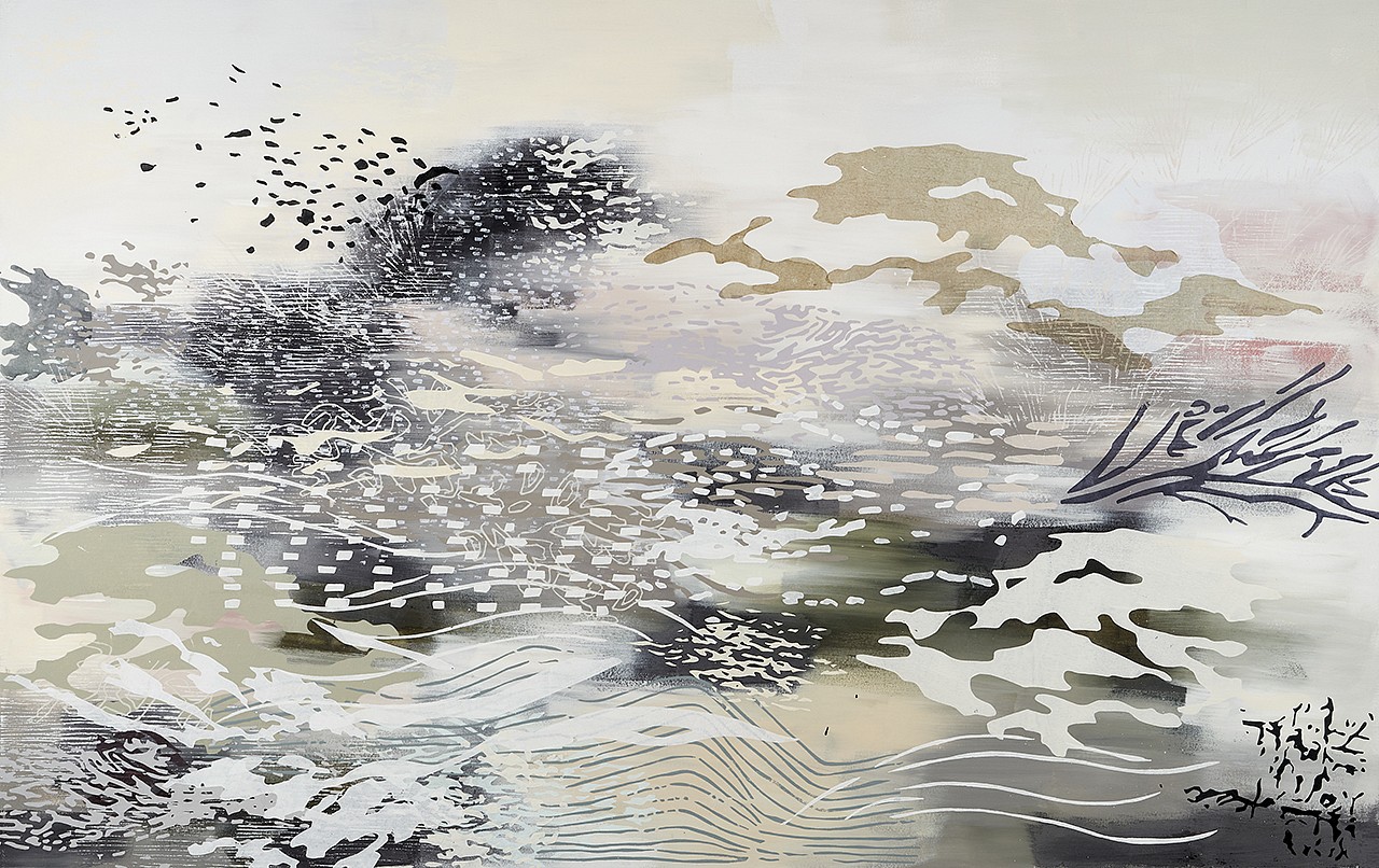 Laura Fayer, Forever Free (Sold)
Acrylic & Japanese paper on canvas, 48 x 76 in.