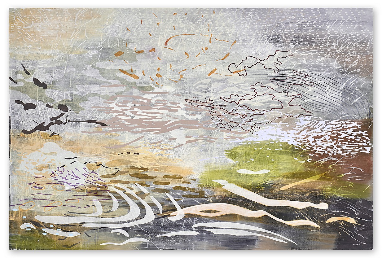 Laura Fayer, Secret Wisdom
Acrylic & Japanese paper on canvas, 40 x 60 in.