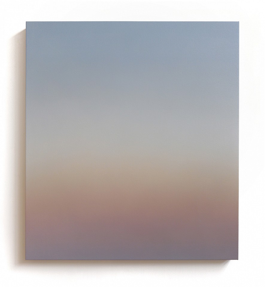 Lindsy Halleckson, Skywatching: What is the Speed of a Sunrise? Cuttyhunk, Civil Dusk Sept. 2025)
Acrylic on canvas, 40 x 36 in.
"Over the last few years, I have immersed myself in a multi-year painting and research project to examine the colors we perceive in the sky at dawn and dusk from different locations across the planet. I study how colors shift or remain consistent depending on variables of latitude, elevation, season, weather, and surface-level air quality. The paintings produced through this process are not illustrations of data, per se, but perceptual records."