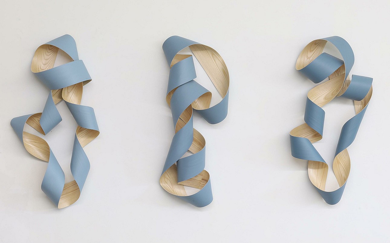 Jeremy Holmes, Three Portraits
Painted white ash, (L) 46 ¼ x 24 x 10”, (C) 45 x 18 x 10", (R) 45 x 23 x 10"